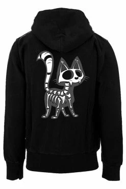 VampireFreaks Skelekitty Hoodie [Zipper Or Pullover] -AKUMU INK shop kittyzip