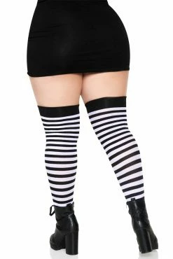 LEG AVENUE Stripe Thigh Highs [Plus Size] -AKUMU INK shop kl sjlsjssde