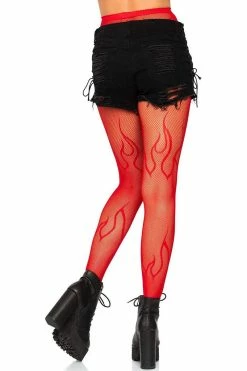 LEG AVENUE Light My Fire Fishnet Tights[Red] -AKUMU INK shop ldijdd