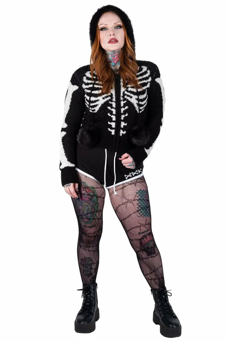 Too Fast Bony Skeleton Cardigan Zip Up Sweater 8 Too Fast Bony Skeleton Cardigan Zip Up Sweater - Image 6