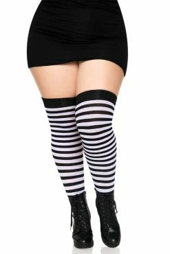 LEG AVENUE Stripe Thigh Highs [Plus Size]