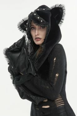 DEVIL FASHION Bat Ears Hat [Batwing Pockets] -AKUMU INK shop mall goth clothing store
