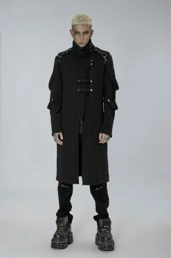 PUNK RAVE Black Militia Trench Coat