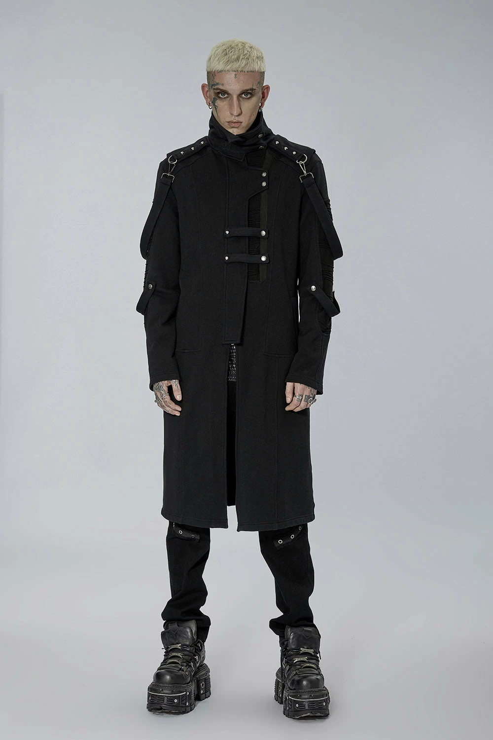 PUNK RAVE Black Militia Trench Coat 3 PUNK RAVE Black Militia Trench Coat