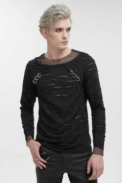 DEVIL FASHION Black Whiskey Distressed Top -AKUMU INK shop mens emo my chemical romance shirt