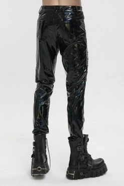 DEVIL FASHION Holographic Hell Leather Pants -AKUMU INK shop mens fetish leather pants