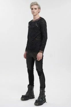 DEVIL FASHION Black Whiskey Distressed Top -AKUMU INK shop mens fishnet top 0fd675e9 7d01 47ba 8099 336d42b87dea