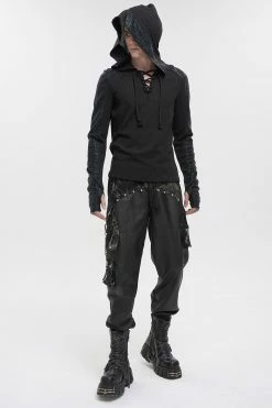 DEVIL FASHION Grim Death Hooded Top -AKUMU INK shop mens heavy metal outfit