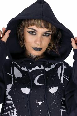 POIZEN INDUSTRIES Moon Kitty Hood [Black] -AKUMU INK shop moon kitty hood black heartless 3