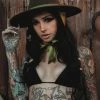 LIVELY GHOSTS Veiled Hat [OLIVE GREEN] -AKUMU INK shop olive green cowgirl hat