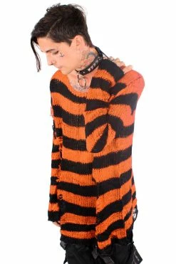 Catalyst Pumpkin Orange/Black Striped Distressed Sweater -AKUMU INK shop orange sweater 02 1000x 0fc3251b d9a9 4dbf ac05 fed25d5e9623