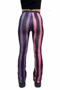VampireFreaks Pastel Goth Striped Flares [PINK/PURPLE] -AKUMU INK shop pastel Goth High waisted