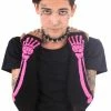 Catalyst Skeleton Arm Warmers [Magenta] -AKUMU INK shop pink skeleton armwarmers 01