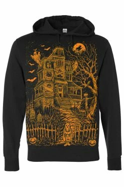 VampireFreaks Haunted Mansion Hoodie [Pumpkin Orange] -AKUMU INK shop pullover hoodie blanksleeves