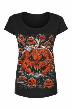 VampireFreaks Possessed Pumpkin Patch Tee [Multiple Styles Available] -AKUMU INK shop pumpkinScoopNeck