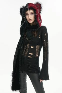 DEVIL FASHION Creepy Cuddles Bear Ear Hat [RED/BLACK] -AKUMU INK shop punk hats for women