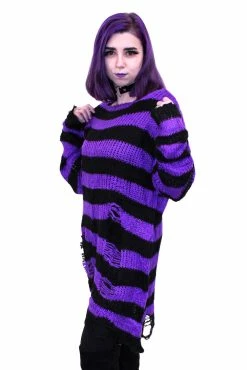 Catalyst Purple/Black Striped Distressed Sweater 13 Catalyst Purple/Black Striped Distressed Sweater -AKUMU INK shop purple 02