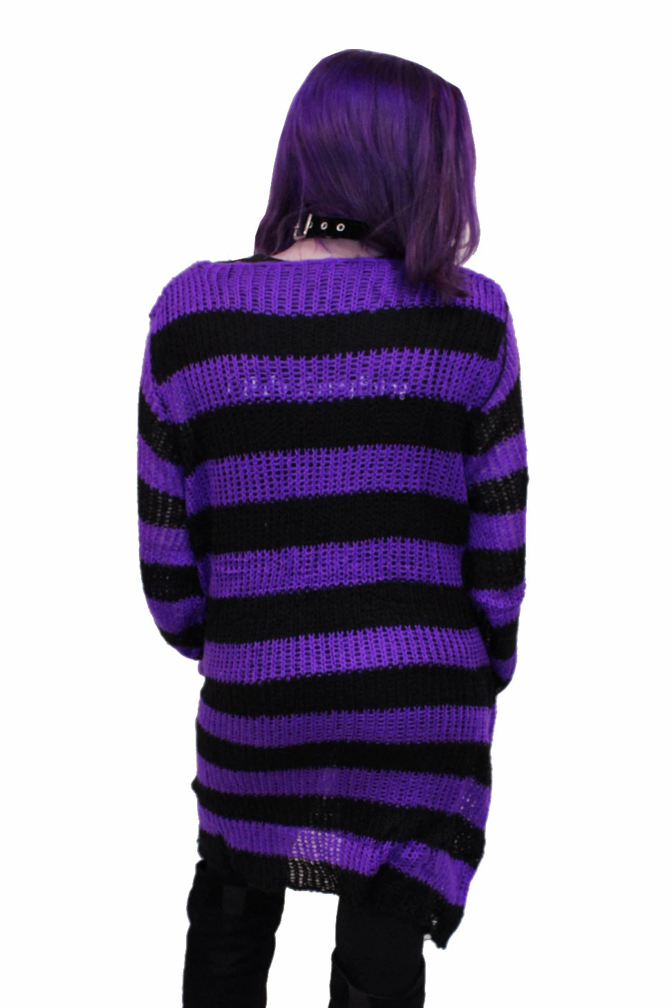 Catalyst Purple/Black Striped Distressed Sweater 9 Catalyst Purple/Black Striped Distressed Sweater - Image 7
