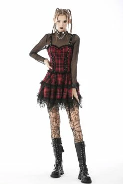 DARK IN LOVE Girl In The Band Plaid Punk Dress -AKUMU INK shop qerwef