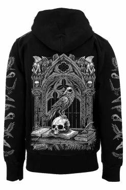VampireFreaks Quoth The Raven Hoodie [Gray Print] [Zipper Or Pullover]