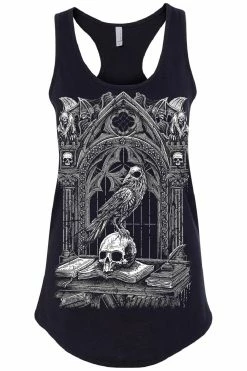VampireFreaks Quoth The Raven Tee [Gray Print] [Multiple Styles Available] -AKUMU INK shop raven racerback tank black front resize