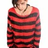 Catalyst Red/Black Striped Distressed Sweater -AKUMU INK shop red sweater 01