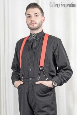 Gallery Serpentine Tombstone Trousers, 40" -AKUMU INK shop red braces 2 8a607ee0 e361 44fd bef1 fc56af4bb16a