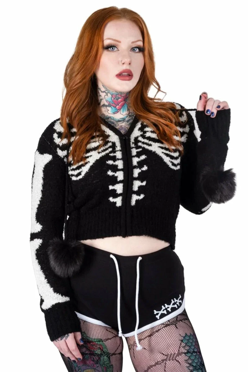 Too Fast Bony Skeleton Cardigan Zip Up Sweater 7 Too Fast Bony Skeleton Cardigan Zip Up Sweater - Image 5