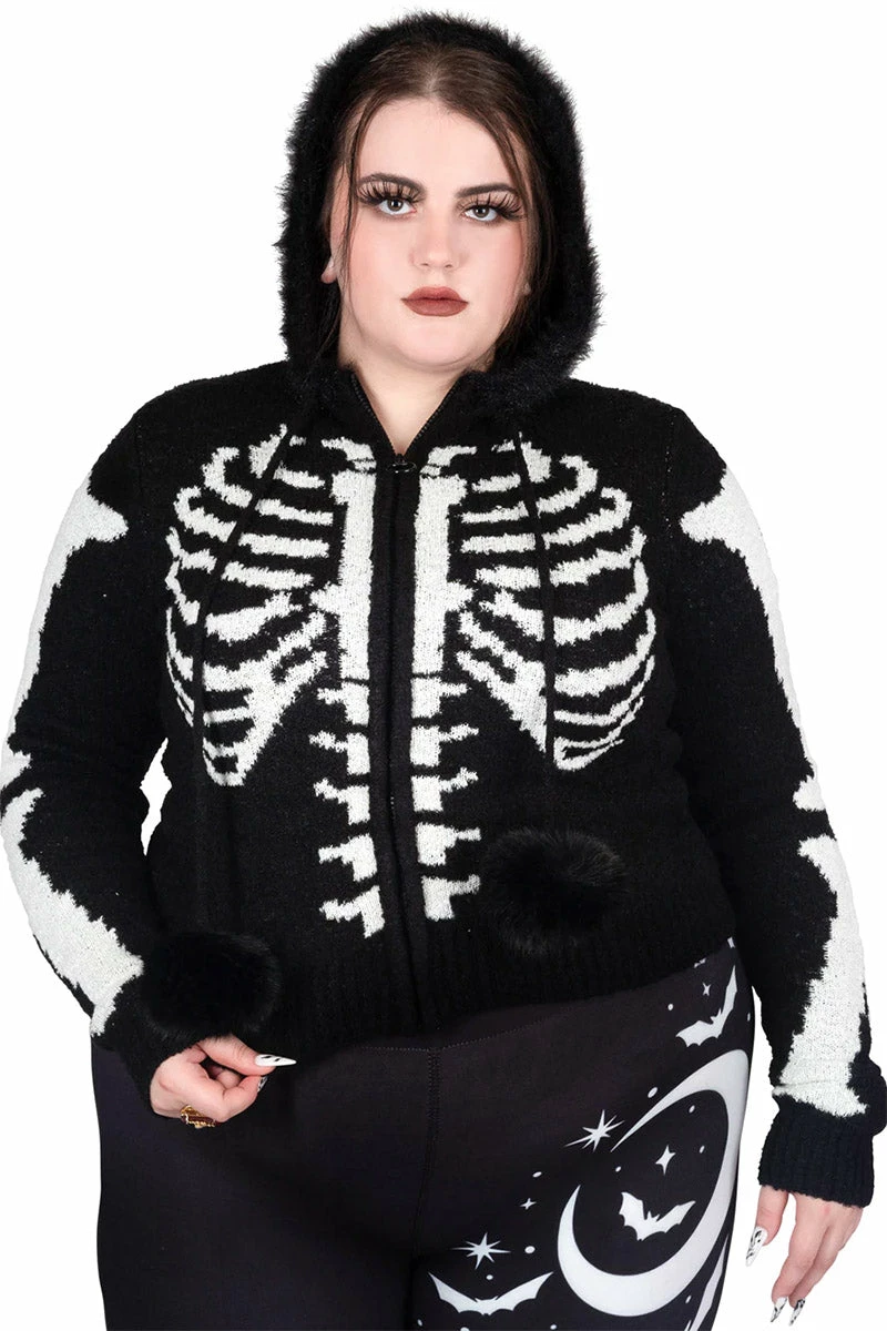 Too Fast Bony Skeleton Cardigan Zip Up Sweater 9 Too Fast Bony Skeleton Cardigan Zip Up Sweater - Image 7