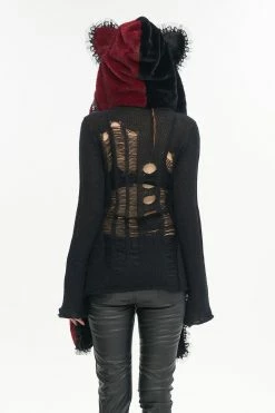 DEVIL FASHION Creepy Cuddles Bear Ear Hat [RED/BLACK] -AKUMU INK shop scene kid beanie