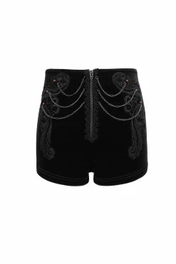 DEVIL FASHION Black Blood Velvet High Waisted Shorts -AKUMU INK shop sexy gothic shorts