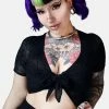 FOREST INK Spiderweb Mesh Front Tie Top 2 FOREST INK Spiderweb Mesh Front Tie Top -AKUMU INK shop sexy spiderweb crop top