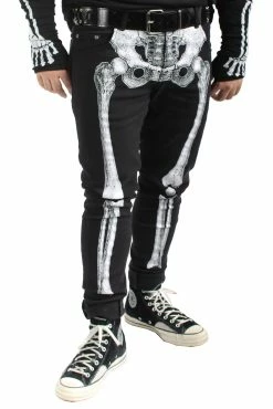 Kreepsville Skeleton Jeans [Unisex] [White Bone] -AKUMU INK shop skeleton jeans 03
