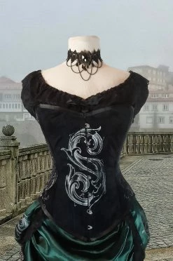 Gallery Serpentine Corsetry The Potion Mistress Corset, Custom Sized -AKUMU INK shop slyth venus black front 1