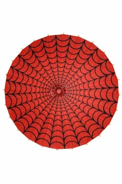 Kreepsville Spiderweb Fabric Parasol [RED/BLACK]