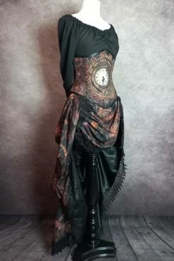 Gallery Serpentine Corsetry Steampunk Time Under Bust Victorian Corset & Victorian Bustle Skirt Set -AKUMU INK shop steampunkgearsubvicbustleskirtset