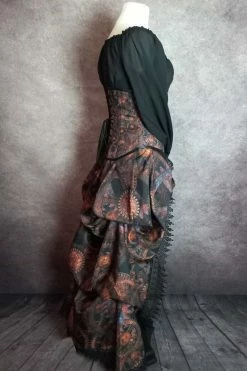 Gallery Serpentine Corsetry Steampunk Time Under Bust Victorian Corset & Victorian Bustle Skirt Set -AKUMU INK shop steampunkgearsubvicbustleskirtset3