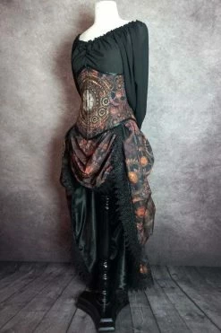 Gallery Serpentine Corsetry Steampunk Time Under Bust Victorian Corset & Victorian Bustle Skirt Set -AKUMU INK shop steampunkgearsubvicbustleskirtset4