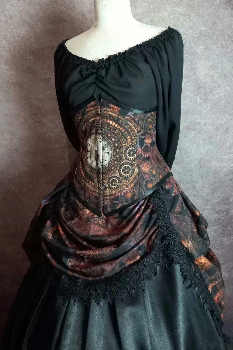 Gallery Serpentine Steampunk Time Under Bust Corset Gown 3 Gallery Serpentine Steampunk Time Under Bust Corset Gown