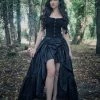 Scarlet Darkness Gothic Steampunk High Low Victorian Bustle Skirt -AKUMU INK shop taffetaSDhighlowgothsteampunkbustleskirt