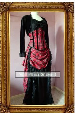 Vic & Steam Red Tartan Victorian Bustle Skirt, Made To Order 9 Vic & Steam Red Tartan Victorian Bustle Skirt, Made To Order -AKUMU INK shop tartan alice skirt with label