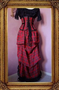 Vic & Steam Red Tartan Victorian Bustle Skirt, Made To Order 8 Vic & Steam Red Tartan Victorian Bustle Skirt, Made To Order -AKUMU INK shop tartan back full 224kb