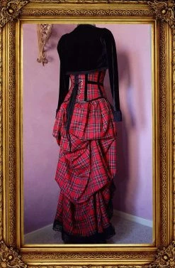Vic & Steam Red Tartan Victorian Bustle Skirt, Made To Order