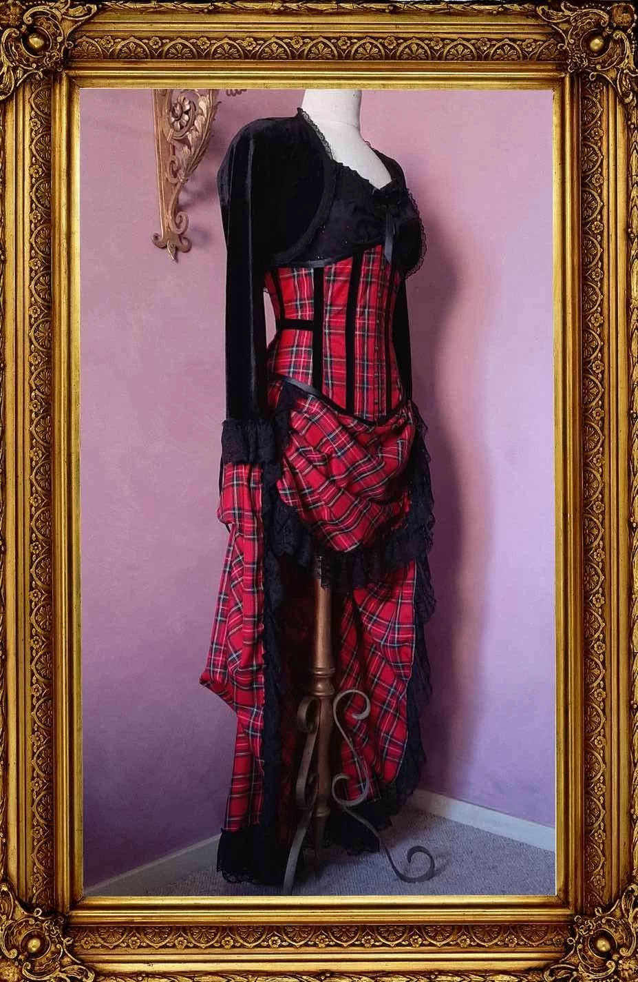 Vic & Steam Red Tartan Victorian Bustle Skirt, Made To Order 4 Vic & Steam Red Tartan Victorian Bustle Skirt, Made To Order - Image 2