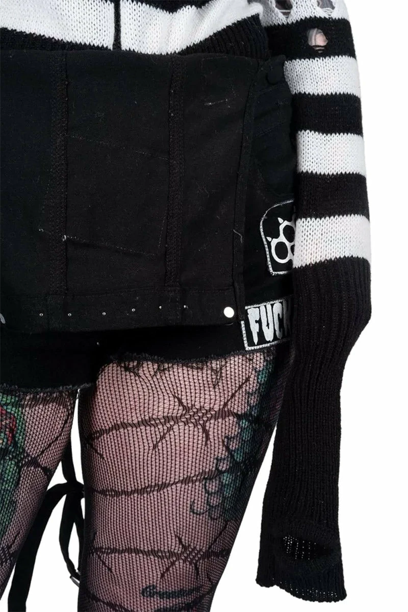 Too Fast Pink Skull Striped Zip Up Cardigan Sweater 8 Too Fast Pink Skull Striped Zip Up Cardigan Sweater - Image 6