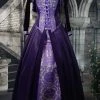 Victorian And Steampunk Purple Tudor Gown -AKUMU INK shop tudor ens purple front