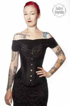 Gallery Serpentine Corsetry Ebony Turn Of The Century Corset, Custom Sized -AKUMU INK shop turn of the century black brocade satin1 35785e01 c9fc 41f5 8c6f 963c72ebb222