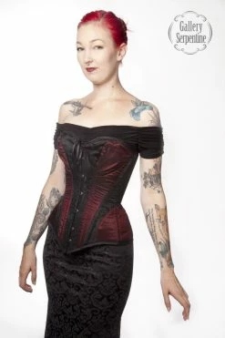 Gallery Serpentine Corsetry Ruby Turn Of The Century Corset, Custom Sized -AKUMU INK shop turn of the century corset ruby taffeta2