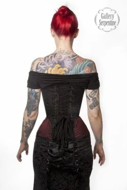 Gallery Serpentine Corsetry Ruby Turn Of The Century Corset, Custom Sized -AKUMU INK shop turn of the century corset ruby taffeta3