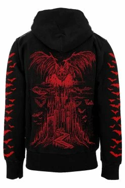 VampireFreaks Vampire Castle Hoodie W/ Bat Sleeves [BLOOD RED]